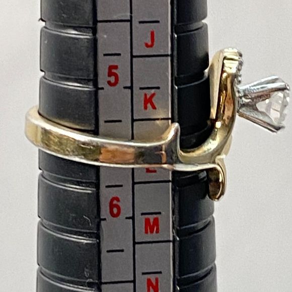 Fan Shaped Rhinestones Ring Encircling Round Faux Diamond Gold Tone Metal - Picture 9 of 9